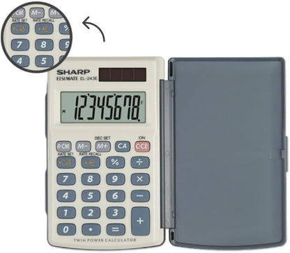 Sharp EL-243EB - Calculadora (Bolsillo, Calculadora básica, 8 dígitos, Azul, Blanco