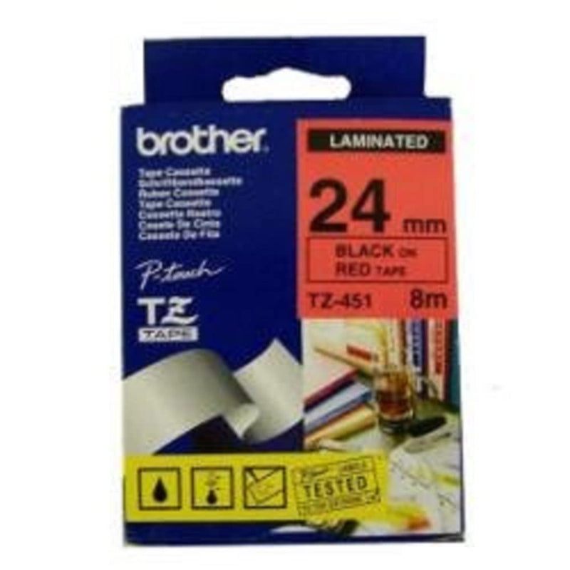 Brother 1 Inch x 26.2 Feet Black on Red for P-Touch (TZ451