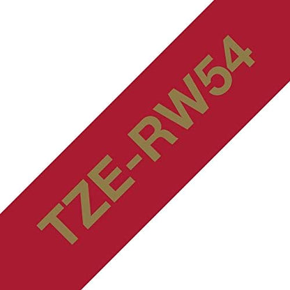 Original Brother Textiles Label Tape TZe-RW54 Gold on Wine red, 24 mm Wide, 4 m Long (for Brother P-Touch H200, H100LB/R, H105, E100/VP, D200/BW/VP, D210/VP, Cube, Cube Plus