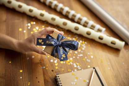 Brother TZe-RN54 Labelling Tape Cassette, Gold on Navy Blue, 24mm (W) x 4M (L), Ribbon Tape, Brother Genuine Supplies Gold on Navy Blue 24 mm