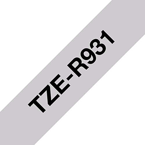 Brother TZe-R931 Labelling Tape Cassette, Black on Silver, 12mm (W) x 4M (L), Ribbon Tape, Brother Genuine Supplies