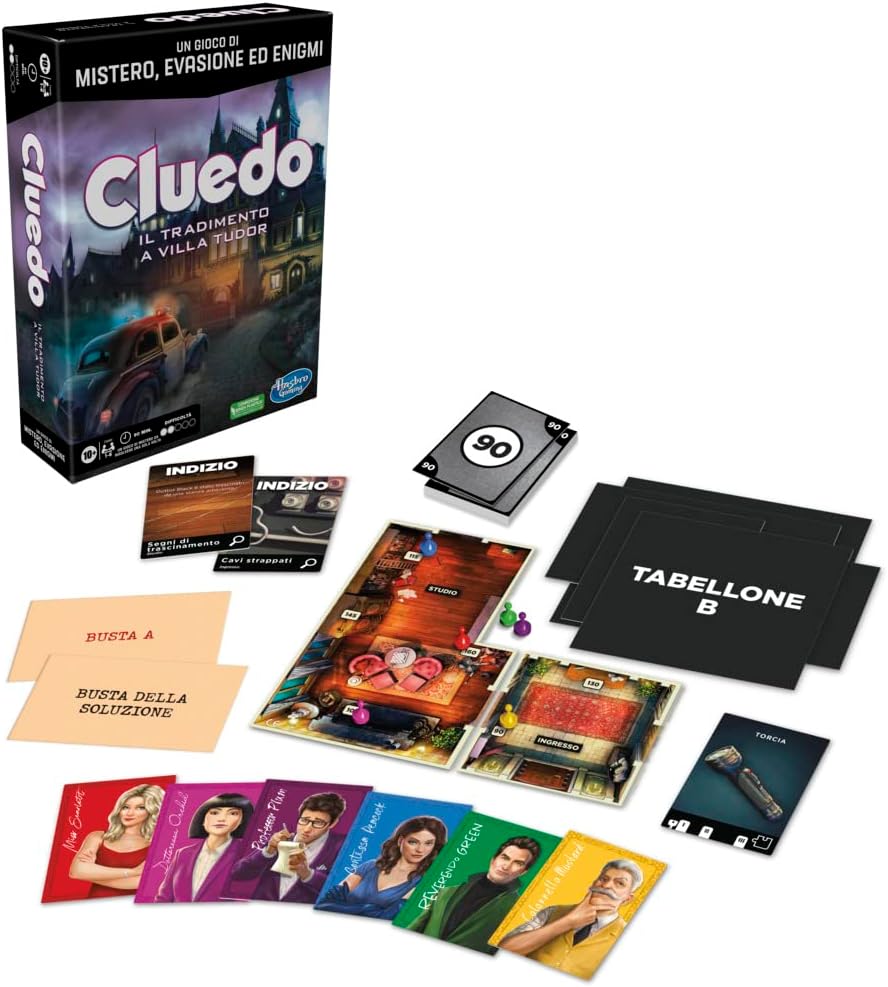Hasbro Gaming, Gioco da Tavolo, 10+ anni, Contiene: 6 pedine di plastica, 6 tabelloni, 2 buste segrete, 1 oggetto misterioso, 124 carte e foglio di istruzioni