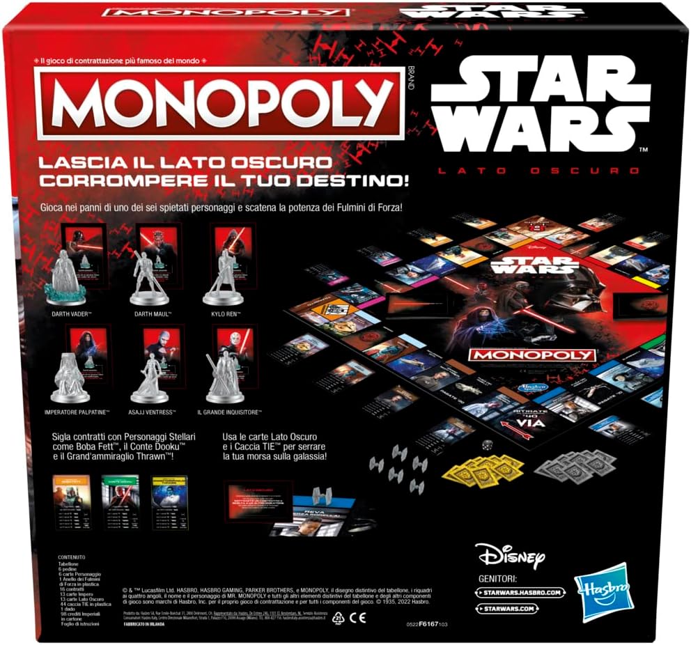 Hasbro Gaming Monopoly: Star Wars Dunkle Seite, Brettspiel für Familien, Kinder, Star Wars Geschenk, Multi, 6 Spieler