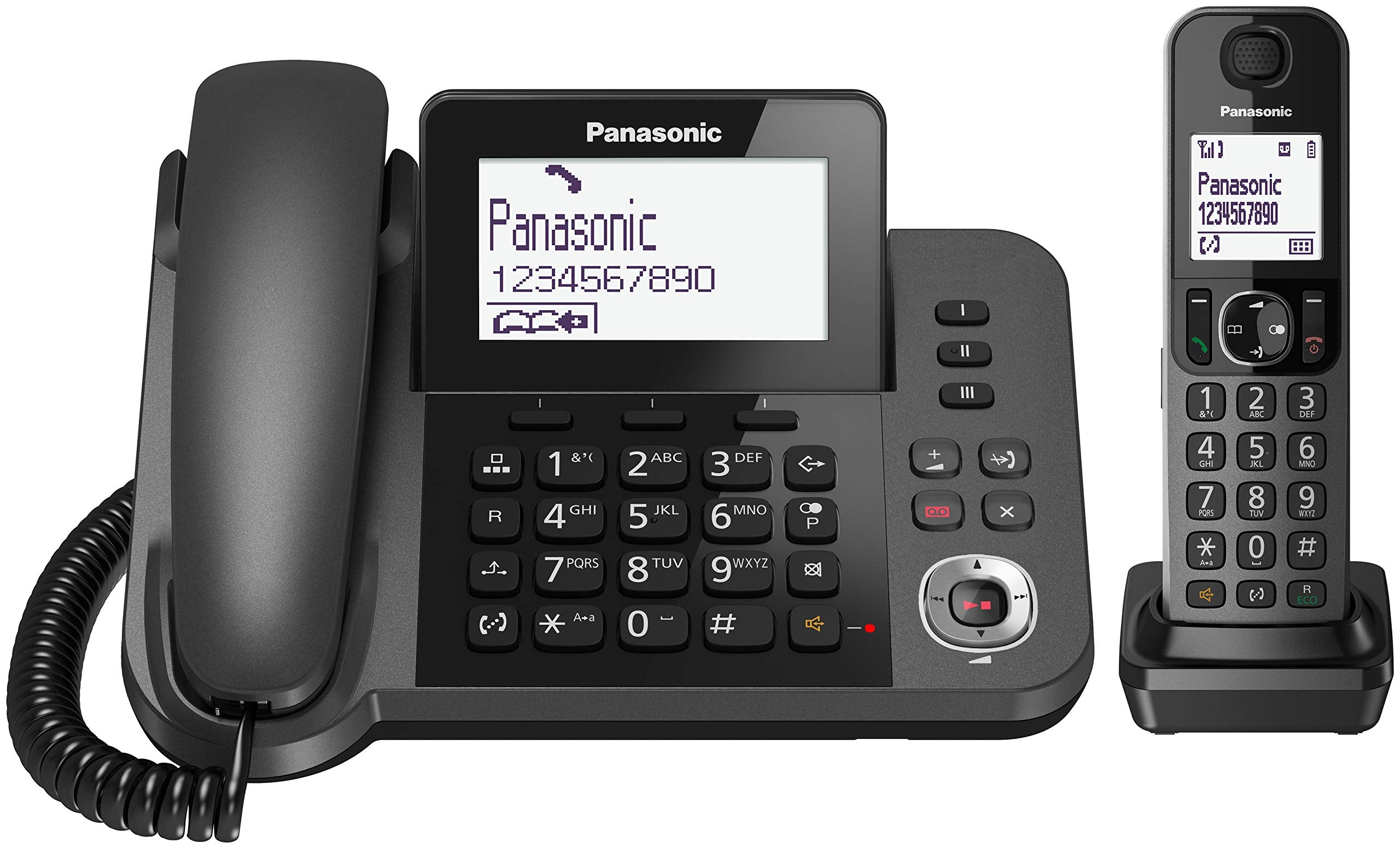 Panasonic KX-TGF320EXM telephone - telephones (DECT, Desk, Black, LCD, AAA, Polyphonic