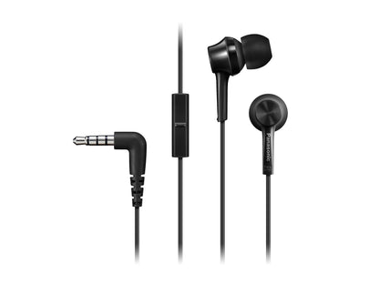 Panasonic TCM115E Wired In-Ear Headphones with Excellent Noise Isolation, Microphone, Powerful Sound