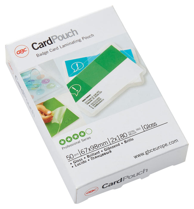 GBC Card Laminating Pouches 67x99mm 2x180 Micron Gloss (Pack of 50