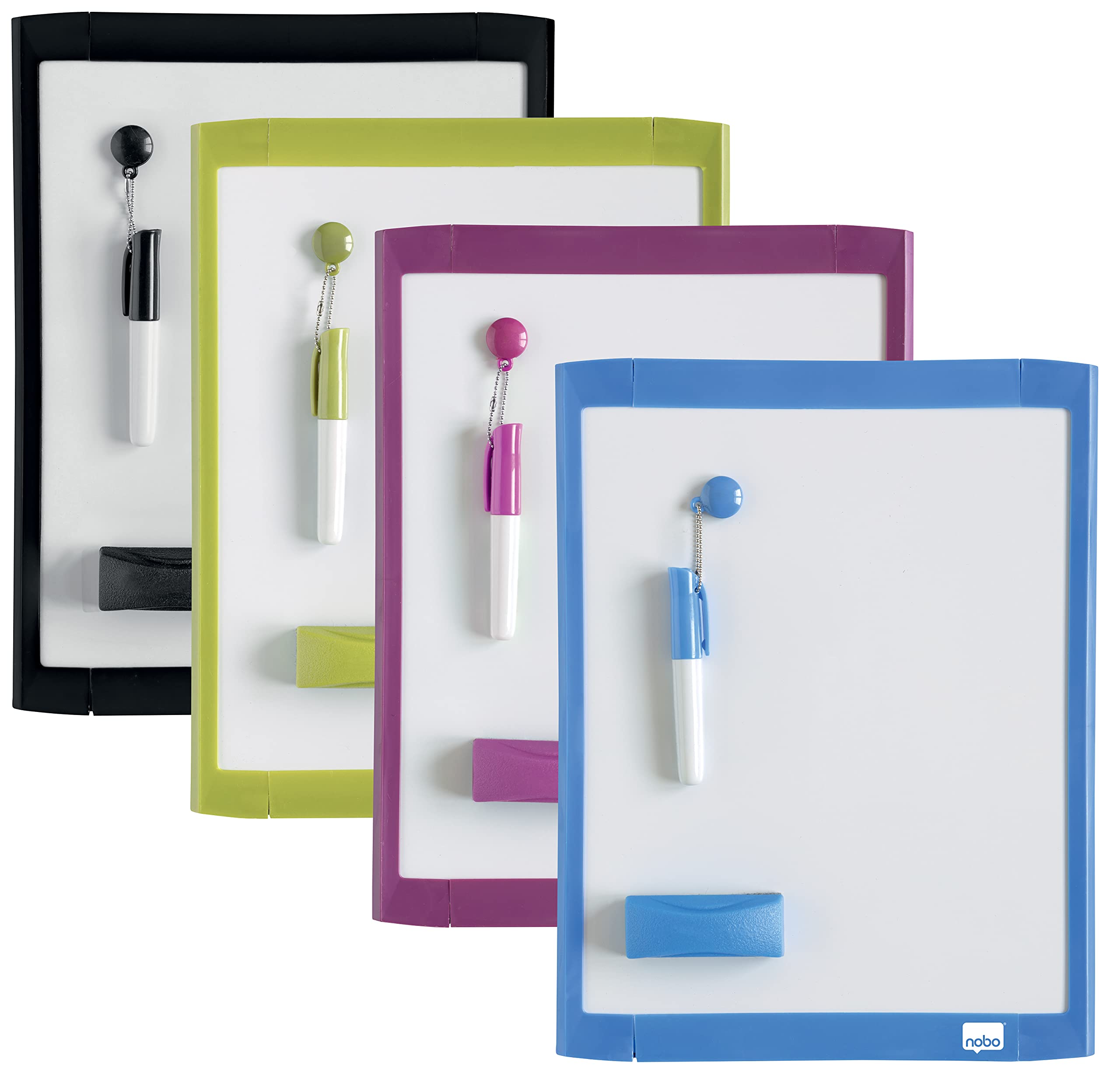 Nobo 1903816 Mini Magnetic Whiteboard with Coloured Frame, Dry Wipe, Wall Mountable, Includes Whiteboard Pen, Magnets, Eraser & Foam Adhesive Mounting Pads,Light Blue