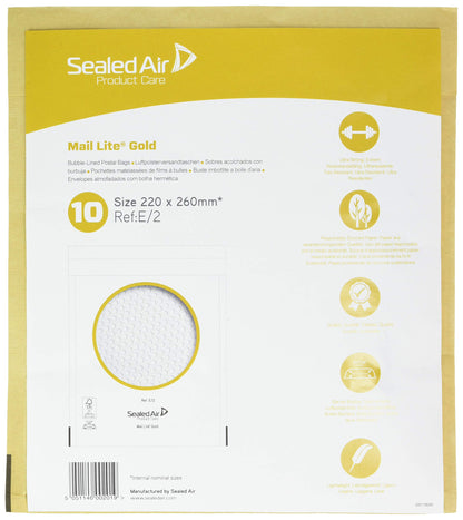Sealed Air 146780 Busta Imbottita a Bolle d'Aria, Pacco da 10