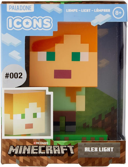 Paladone Minecraft Alex Icon Light BDP | Mini Lampada da Notte Divertente Pixelated | Super Bright Collezionabile, Multicolore