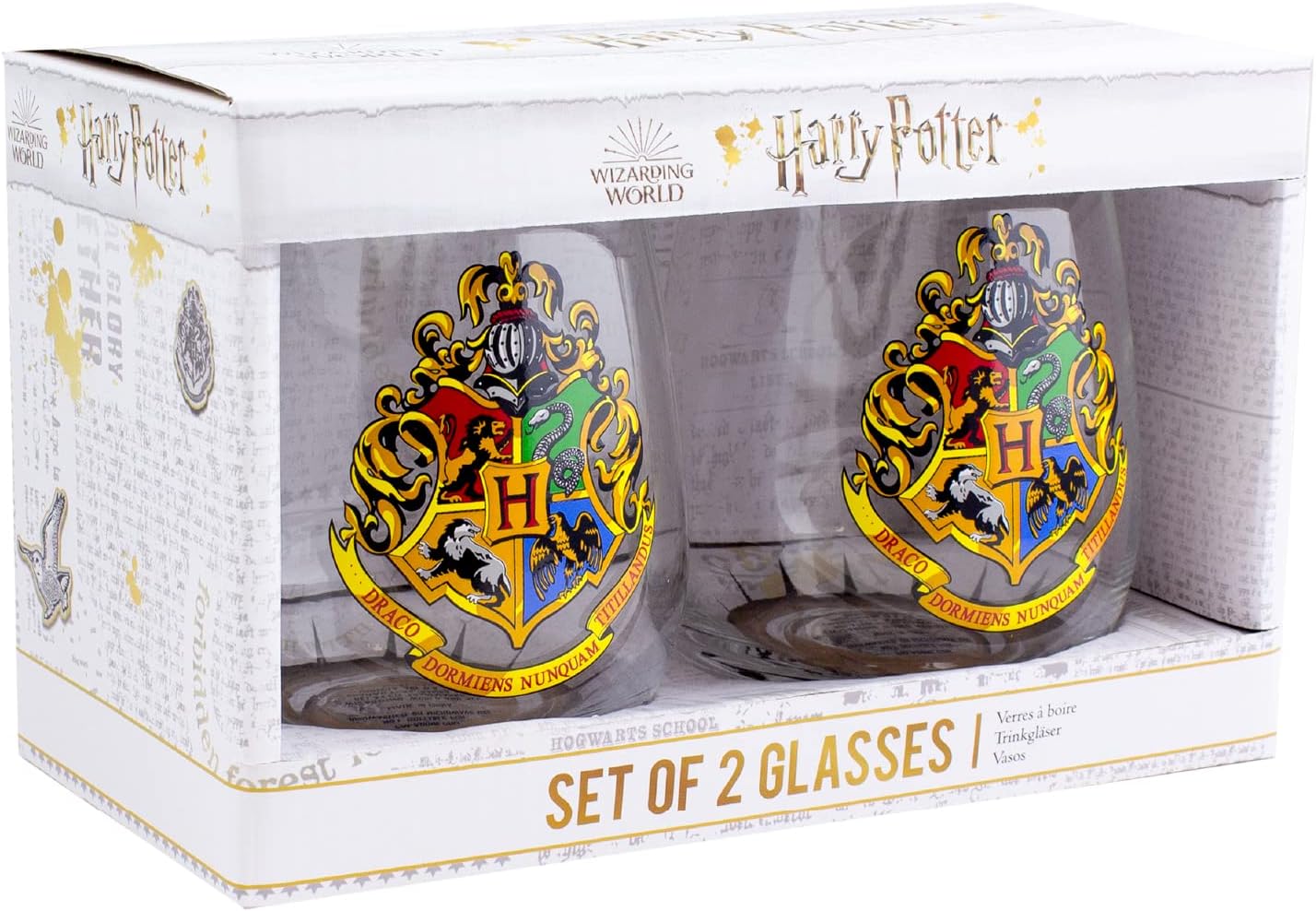 Hogwarts Crest Set Of 2 Glasses
