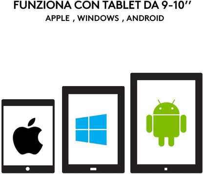 Logitech Universal Folio cover iPad o Tablet Con Tastiera Bluetooth Wireless, Apple, ‎Android, Windows da 9-10 pollici, Facile Configurazione, Durata Batteria 2 anni,Layout ‎Italiano QWERTY - Nero