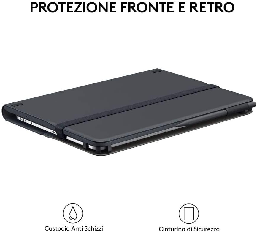 Logitech Universal Folio cover iPad o Tablet Con Tastiera Bluetooth Wireless, Apple, ‎Android, Windows da 9-10 pollici, Facile Configurazione, Durata Batteria 2 anni,Layout ‎Italiano QWERTY - Nero