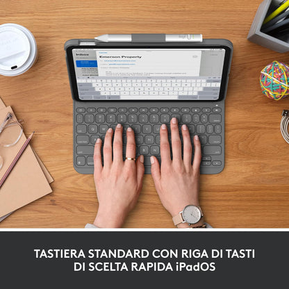 Logitech iPad (10th generation) Keyboard Case | Slim Folio with integrated wireless keyboard (Graphite) - Italian Layout