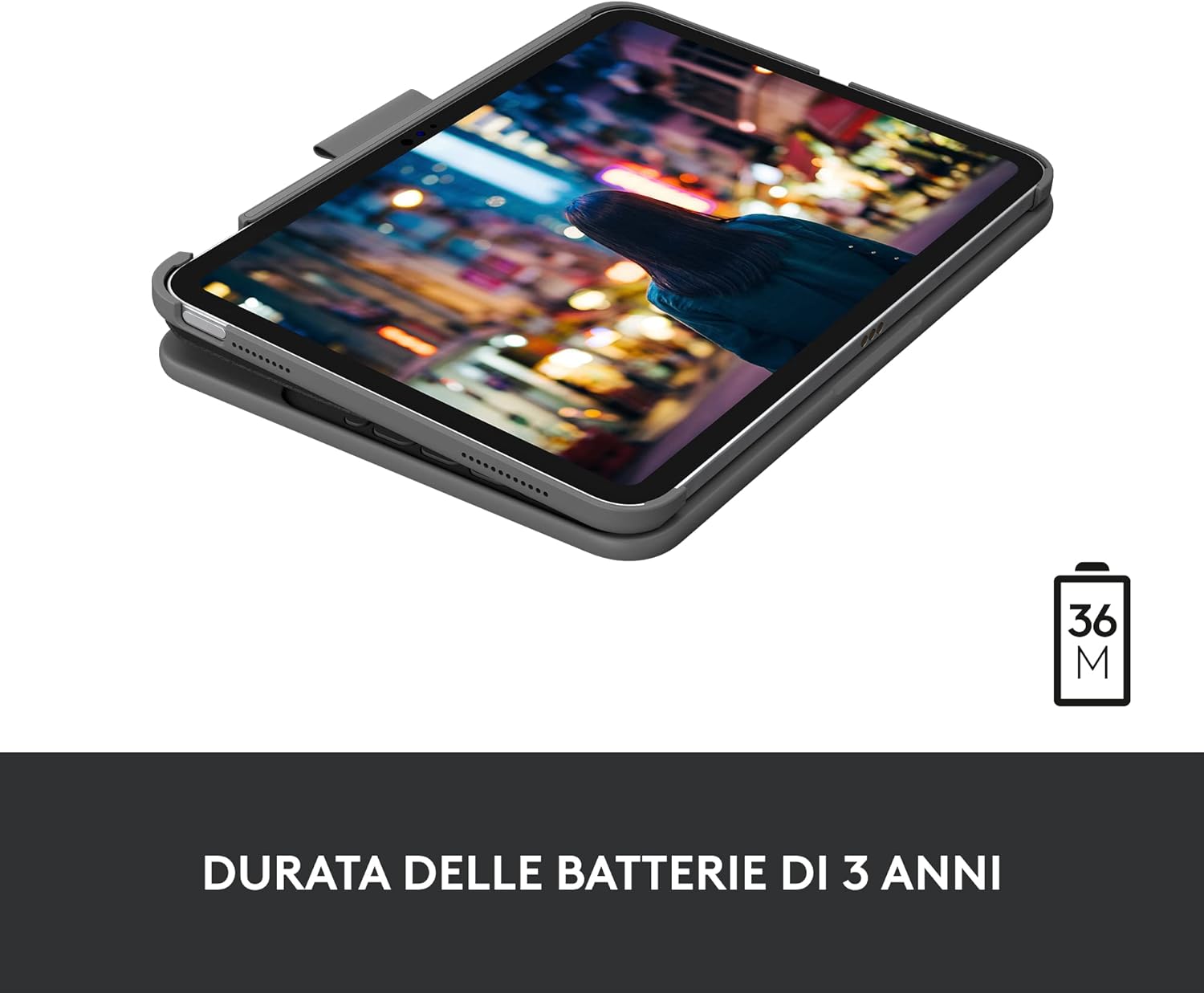 Logitech iPad (10th generation) Keyboard Case | Slim Folio with integrated wireless keyboard (Graphite) - Italian Layout
