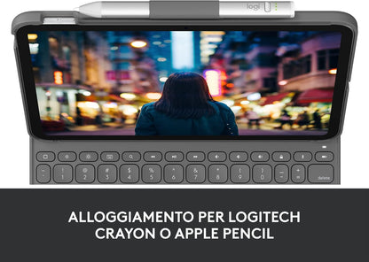 Logitech iPad (10th generation) Keyboard Case | Slim Folio with integrated wireless keyboard (Graphite) - Italian Layout