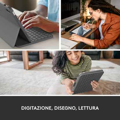 Logitech iPad (10th generation) Keyboard Case | Slim Folio with integrated wireless keyboard (Graphite) - Italian Layout