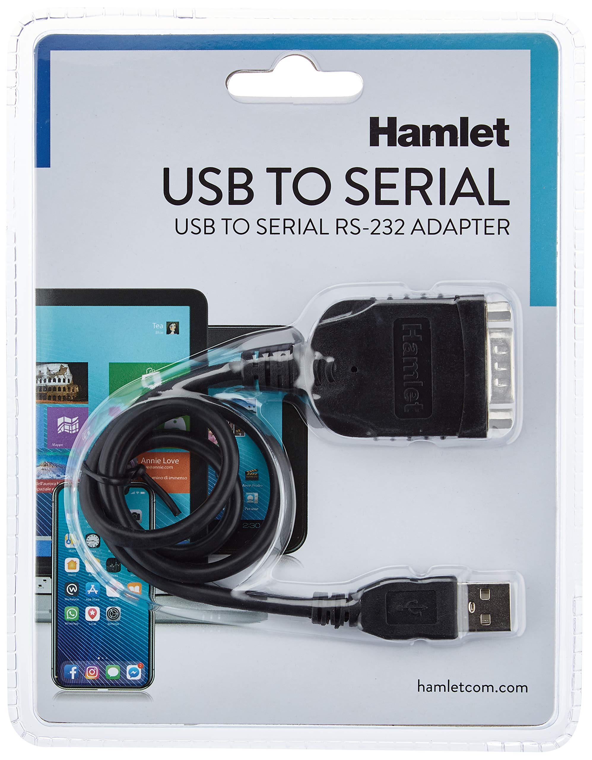 Hamlet XURS232 USB to Serial Port Adapter RS-232 Negro - Adaptador para Cable (USB, RS-232, 0,65 m, Negro