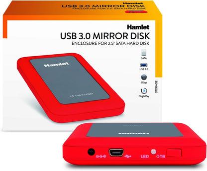 Hamlet HXD25U3MRD - Caja de Disco Duro (Enchufar y Usar, Hot-Swap, Indicadores LED