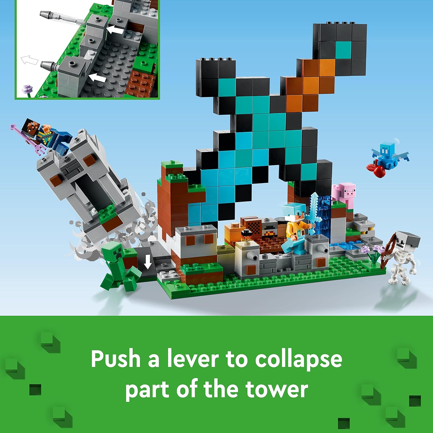 LEGO 21244 Minecraft The Sword Outpost Building Toy with Creeper & 21242 Minecraft The End Arena + Minecraft The Swamp Adventure