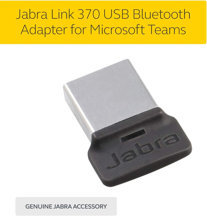 Jabra Link 370 USB-A Bluetooth Adapter MS - 30 Meter/98 Feet Wireless Range for Jabra Headsets - Microsoft Optimised - Black
