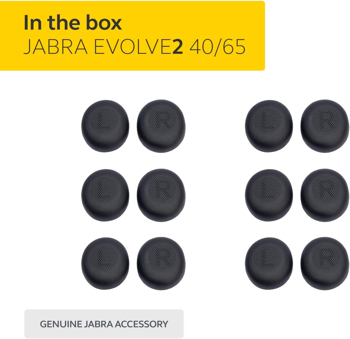 Jabra 14101-77 Ear Cushions for Evolve2 40/65 – 6 Replacement Earpads – Black Evolve2 40/65 Nero
