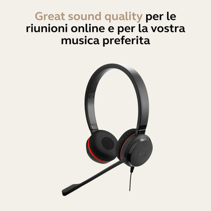 Jabra Evolve 30 II Microsoft Teams Certified USB-C Stereo Corded Headset with Call Control Unit - Compact Mini USB (Black