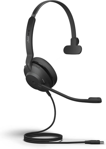 Jabra Evolve 30 II Microsoft Teams Certified USB-C Stereo Corded Headset with Call Control Unit - Compact Mini USB (Black