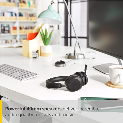 Jabra Evolve2 75 Wireless PC Headset with 8-Microphone Technology - Dual Foam Stereo Headphones with Advanced Active Noise Cancellation, USB-A Bluetooth Adapter and MS Teams-compatibility