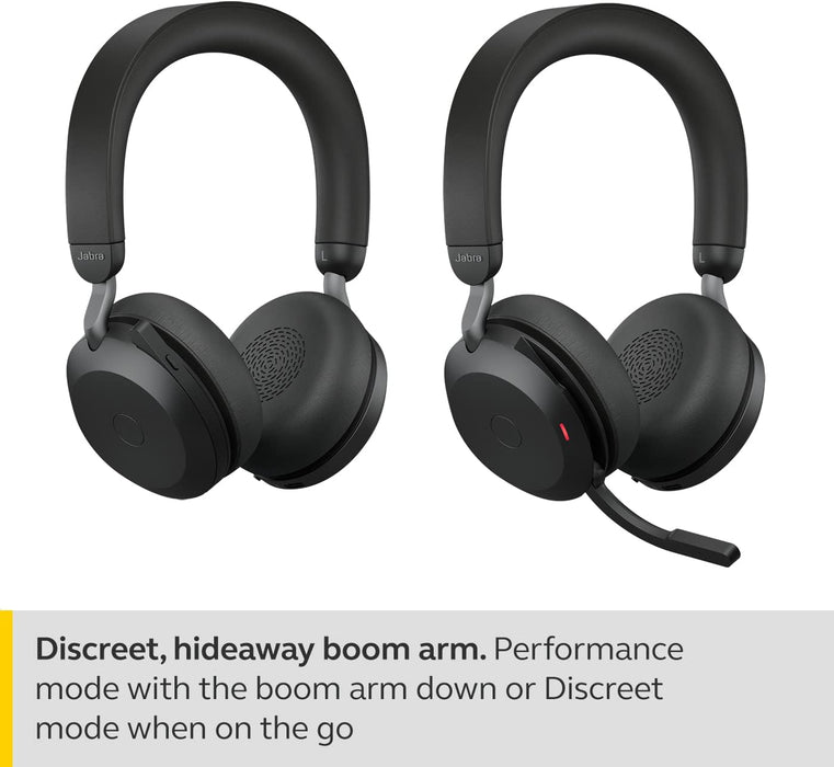 Jabra Evolve2 75 Wireless PC Headset with 8-Microphone Technology - Dual Foam Stereo Headphones with Advanced Active Noise Cancellation, USB-A Bluetooth Adapter and MS Teams-compatibility