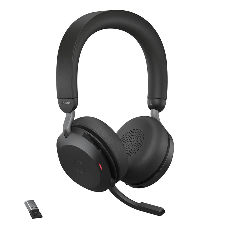 Jabra Evolve2 75 Wireless PC Headset with 8-Microphone Technology - Dual Foam Stereo Headphones with Advanced Active Noise Cancellation, USB-A Bluetooth Adapter and MS Teams-compatibility