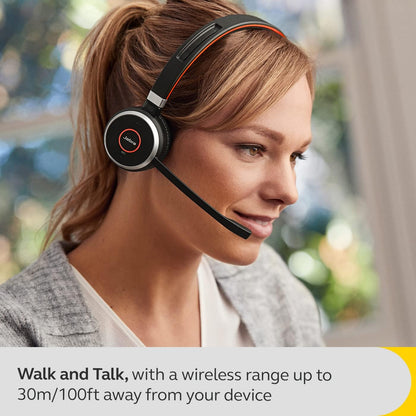Jabra Evolve 65 SE Wireless Stereo Headphones - Bluetooth, Noise-Canceling Microphone, Long Battery Life, Dual Connectivity, MS Teams Certified, Supports Other Platforms