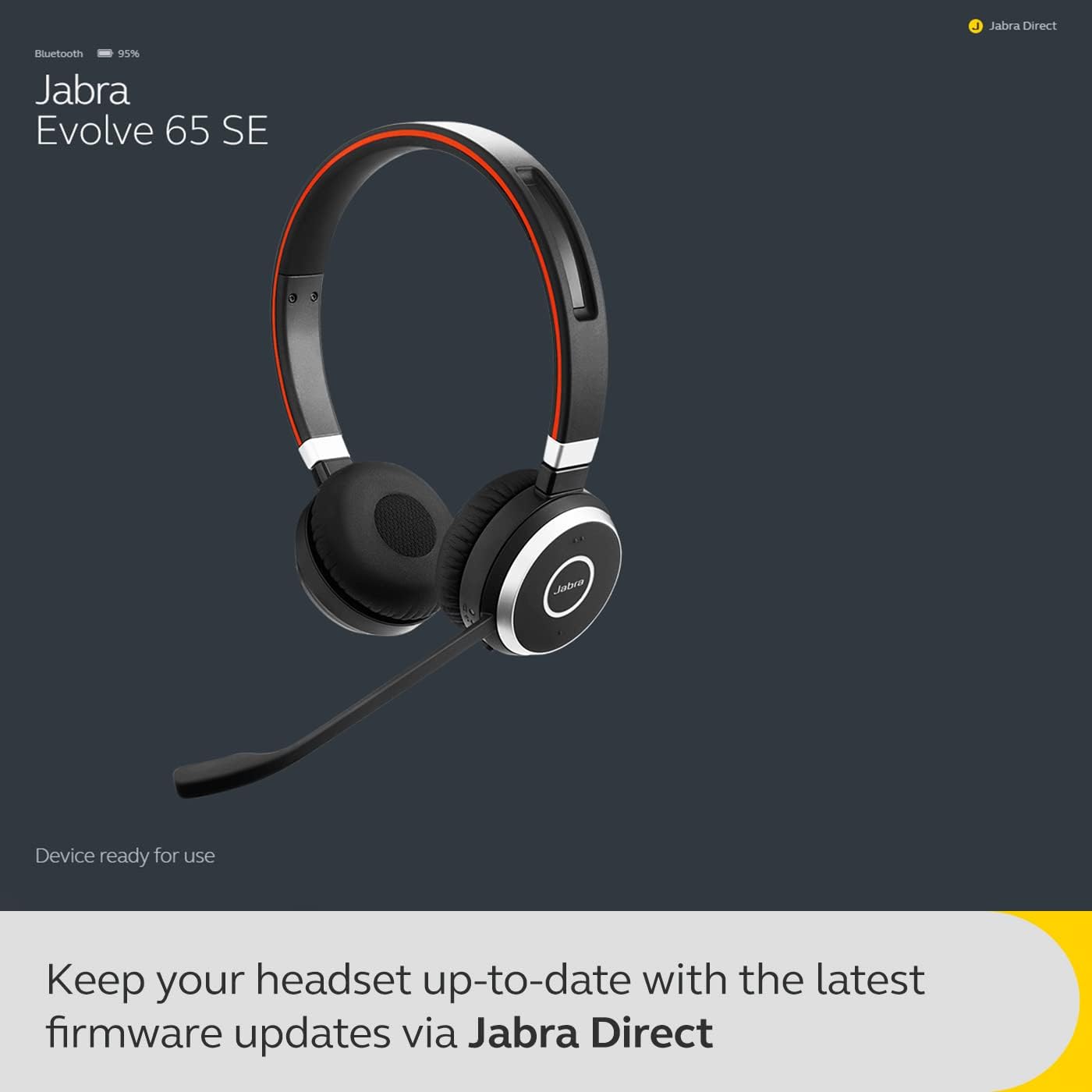 Jabra Evolve 65 SE Wireless Stereo Headphones - Bluetooth, Noise-Canceling Microphone, Long Battery Life, Dual Connectivity, MS Teams Certified, Supports Other Platforms