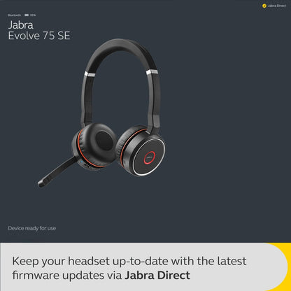 Jabra Evolve 75 Se Uc Stereo - Headset - On-Ear - Bluetooth - Wireless - Active Noise Cancelling - Usb - Zoom Certified