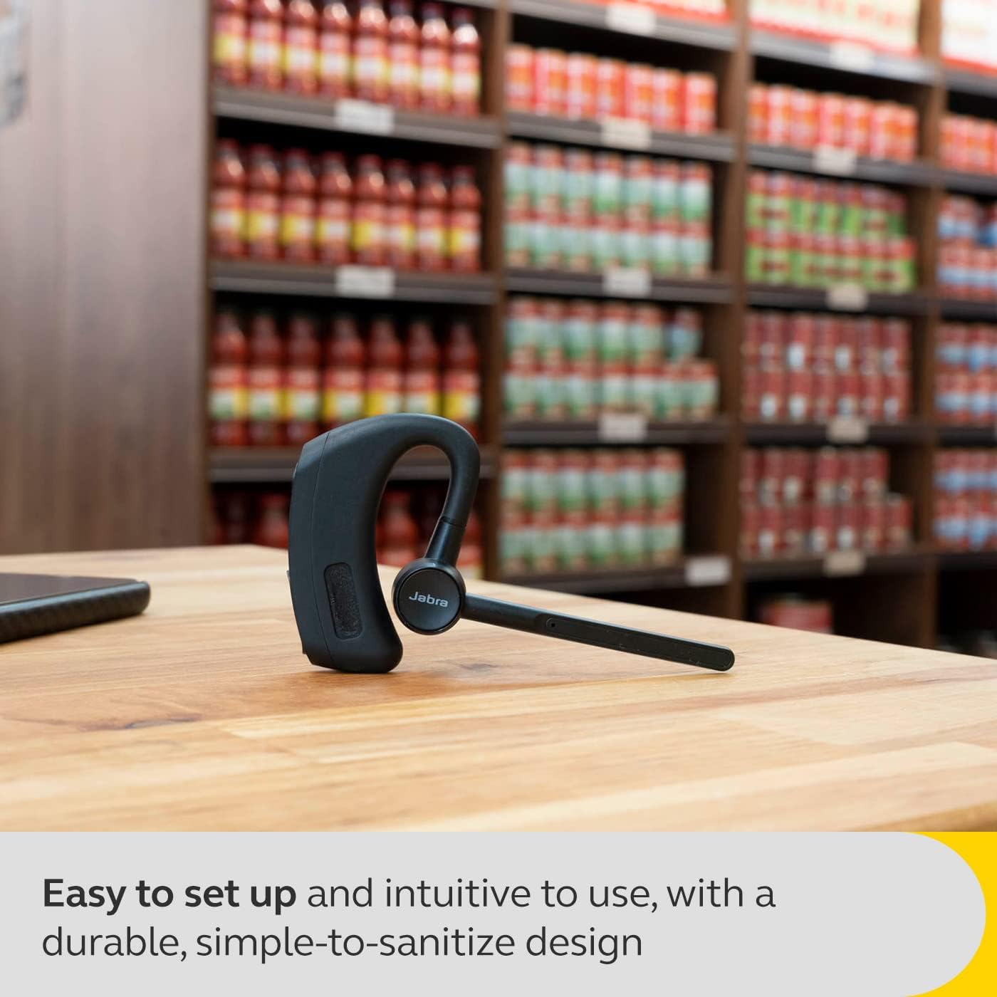 Jabra Perform 45 Ear Hook Mono Bluetooth Headset with Advanced Ultra-noise-cancelling Microphone, Push-to-Talk (PTT) functionality, Face2Face Mode and Discreet Design - Black