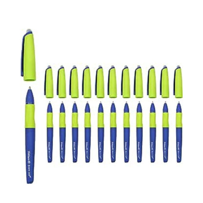 Pelikan Erase 2.0 Stylo Roller Effacable Ergonomique Encre Bleue, pour Droitier et Gaucher, École, Recharge Bleu Inclus, Rechargeable, 12 Pièces