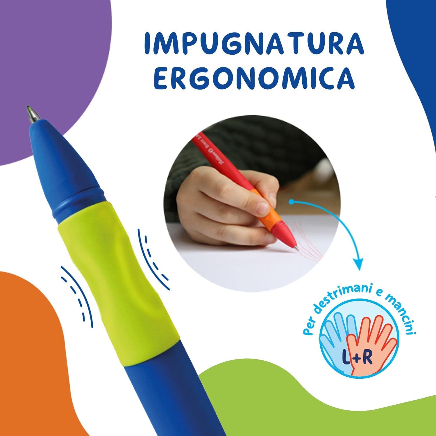 Pelikan Erase 2.0 Stylo Roller Effacable Ergonomique Encre Bleue, pour Droitier et Gaucher, École, Recharge Bleu Inclus, Rechargeable, 12 Pièces