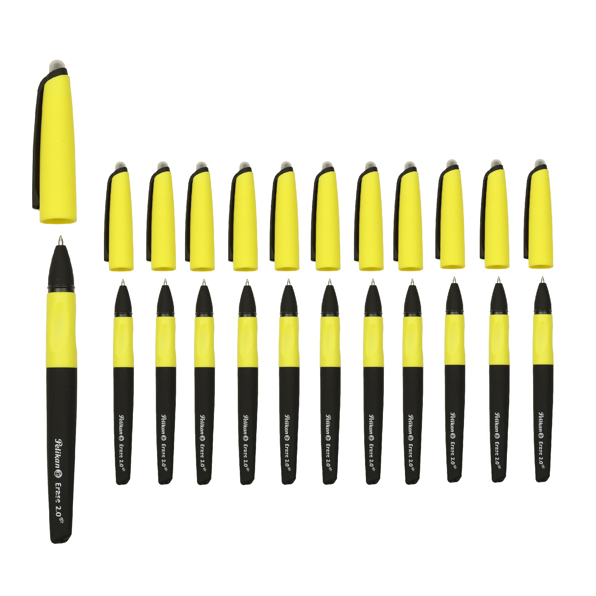 Pelikan Erase 2.0, Penna Cancellabile Ergonomica Roller, Inchiostro Nero, Set Penne per Destrimani e Mancini, Penne Cancellabili per la Scuola, Refill Nero Incluso, Ricaricabile, 12 Pezzi