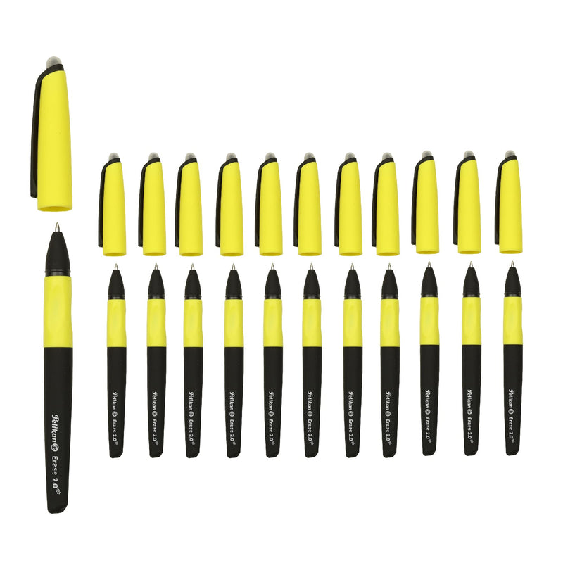 Pelikan Erase 2.0, Penna Cancellabile Ergonomica Roller, Inchiostro Nero, Set Penne per Destrimani e Mancini, Penne Cancellabili per la Scuola, Refill Nero Incluso, Ricaricabile, 12 Pezzi