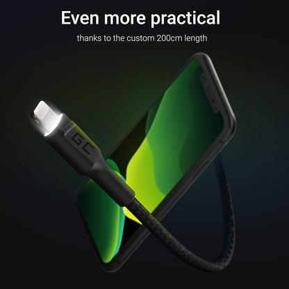 GC Ray LED | 2m Lightning Cable Nylon Cargador para Apple iPhone 13 12 11 SE Pro/Max | iPhone X XR XS Max | iPhone 8 7 Plus | iPhone 6 6S 5 5C 5S Plus | iPad Air/Pro/Mini | iPod Touch