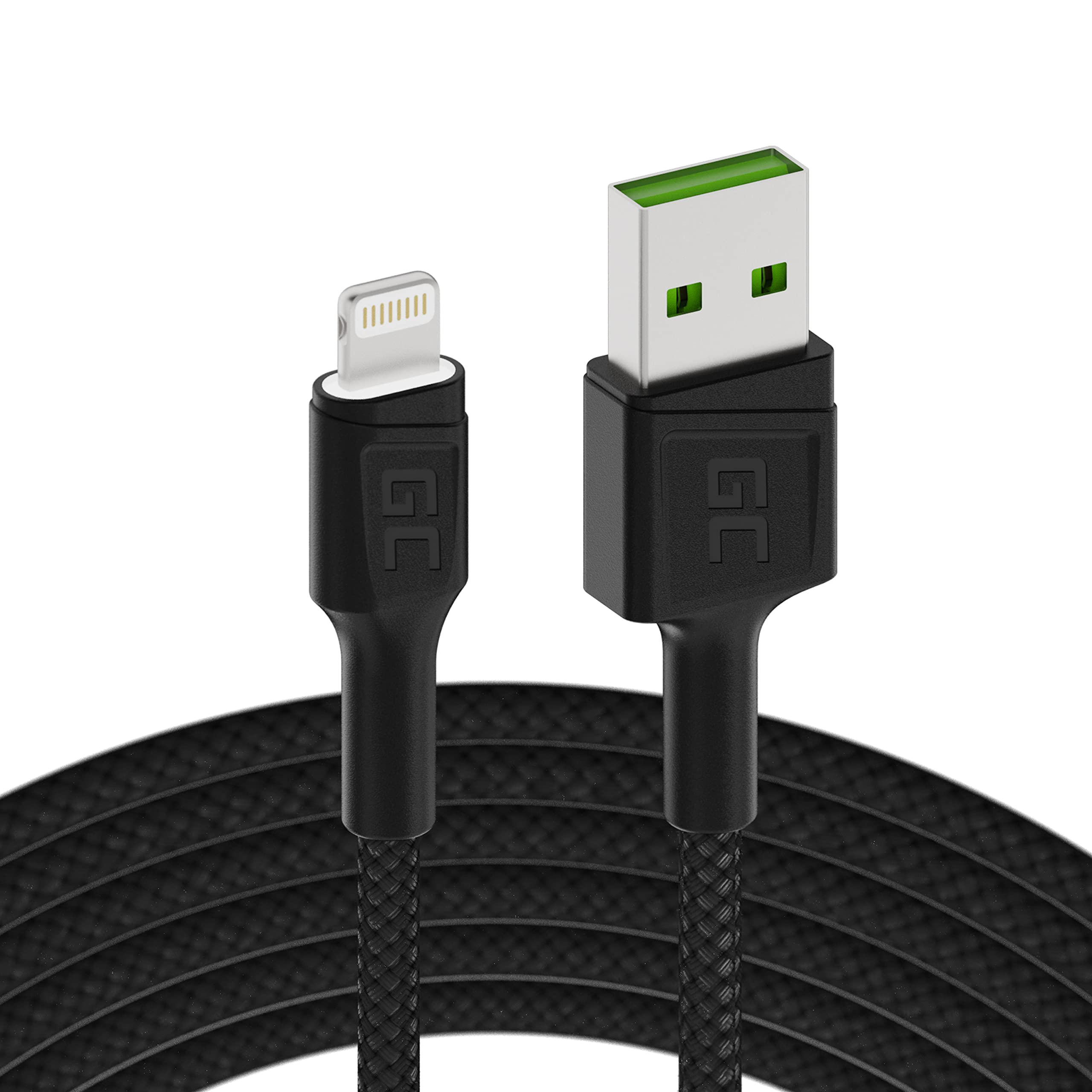 GC Ray LED | 2m Lightning Cable Nylon Cargador para Apple iPhone 13 12 11 SE Pro/Max | iPhone X XR XS Max | iPhone 8 7 Plus | iPhone 6 6S 5 5C 5S Plus | iPad Air/Pro/Mini | iPod Touch