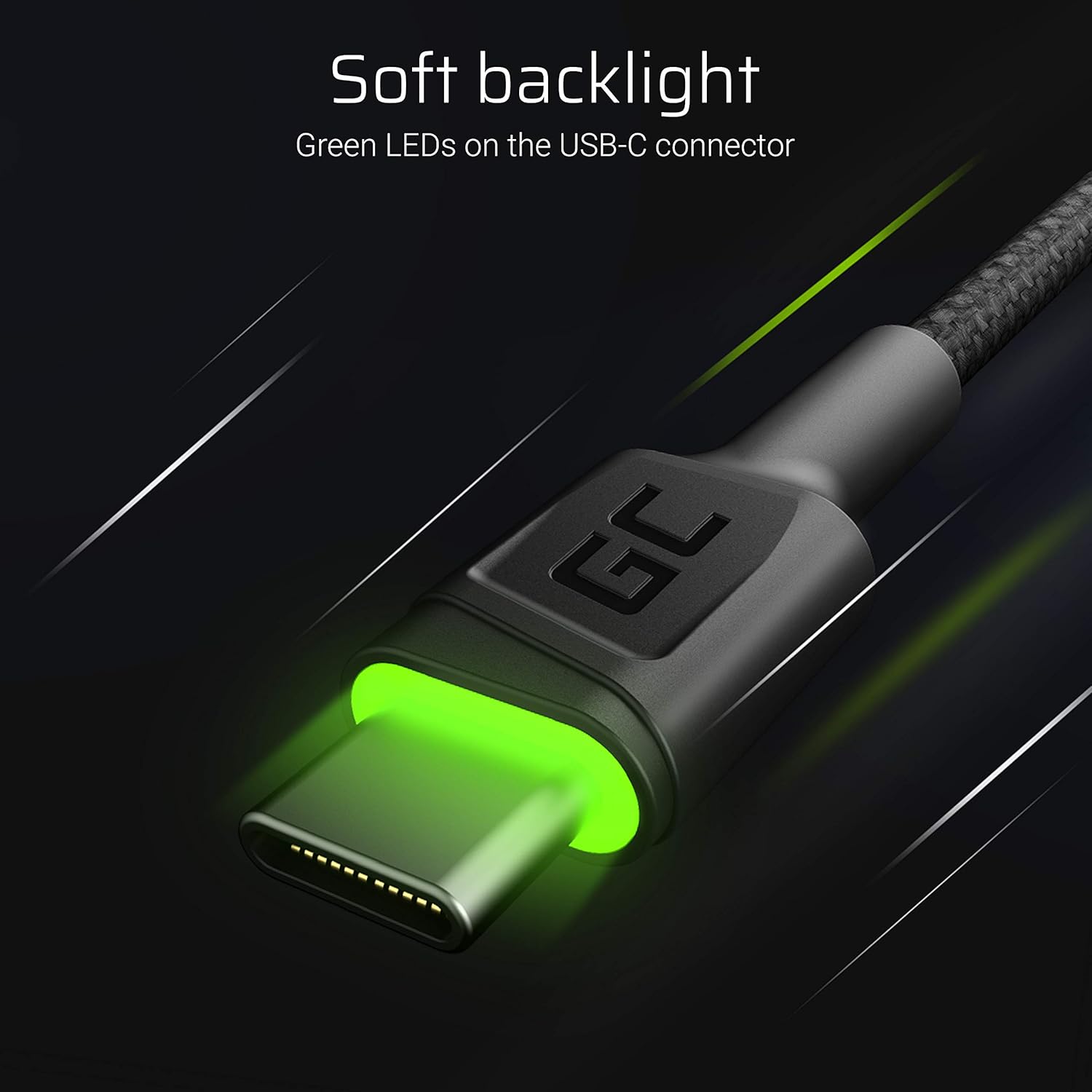 Green Cell Kabel USB-A - USB-C Typ-C 2m mit LED-Beleuchtung Ladekabel Schwarz Schnellladekabel Kompatibel mit Samsung Galaxy S23 S22 S21 S20 Ultra S10 S9 S8+ | Note 20 10 9 8 | Android-Telefonen 1 Stück 200cm LED /