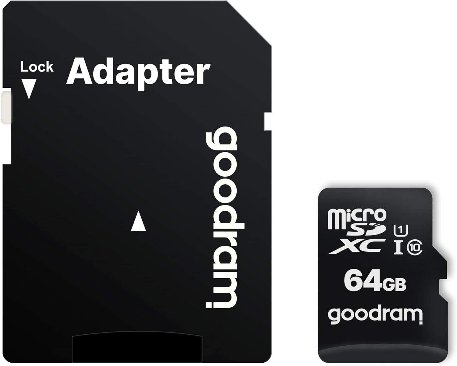 goodram 64GB M1AA Micro Card High Speed Class 10 Memory Card with Adapter and UHS-I Interface Read Speed up to 100MB/s Write Speed from 10MB/s 64GB