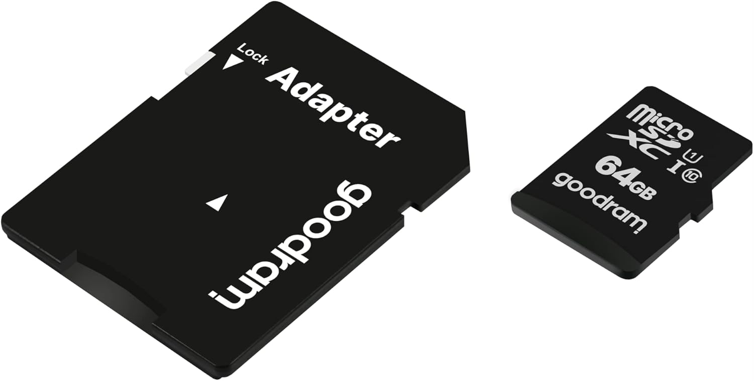 goodram 64GB M1AA Micro Card High Speed Class 10 Memory Card with Adapter and UHS-I Interface Read Speed up to 100MB/s Write Speed from 10MB/s 64GB