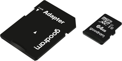 goodram 64GB M1AA Micro Card High Speed Class 10 Memory Card with Adapter and UHS-I Interface Read Speed up to 100MB/s Write Speed from 10MB/s 64GB