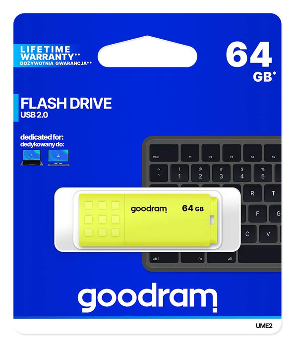 Goodram Ume2-0640Y0R11 Pendrive USB 64Gb USB 2.0 Yellow