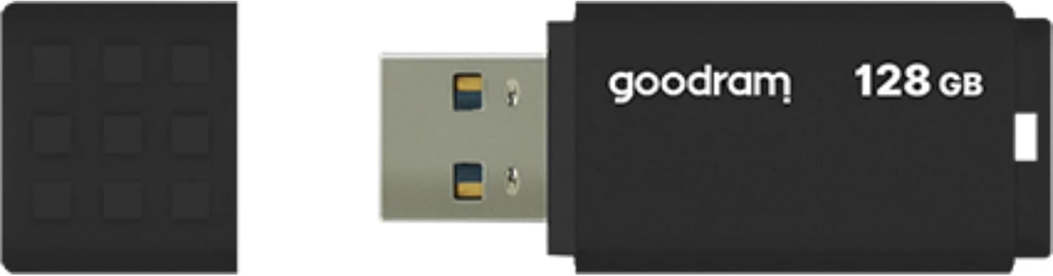 goodram USB Memory Stick with 128GB UME3 - USB 3.0 Data Storage Pen Drive - Read Speed up to 60 MBs - with Non-Slip Memory Stick - USB Flash Drive Black 10.3 x 12.3 x 1.2 cm