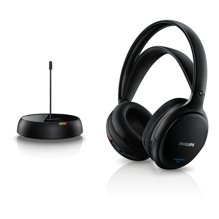 Philips SHC5200/10 HiFi headphones wireless over-ear (32 mm speaker driver, wireless FM transmission, self-regulating bracket, lightweight design, rechargeable) 25 ohms, black