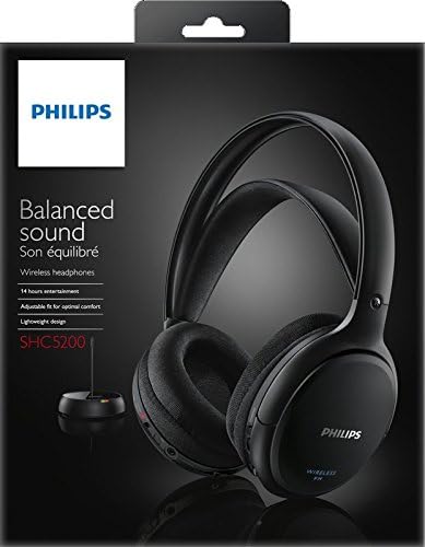 Philips SHC5200/10 HiFi headphones wireless over-ear (32 mm speaker driver, wireless FM transmission, self-regulating bracket, lightweight design, rechargeable) 25 ohms, black