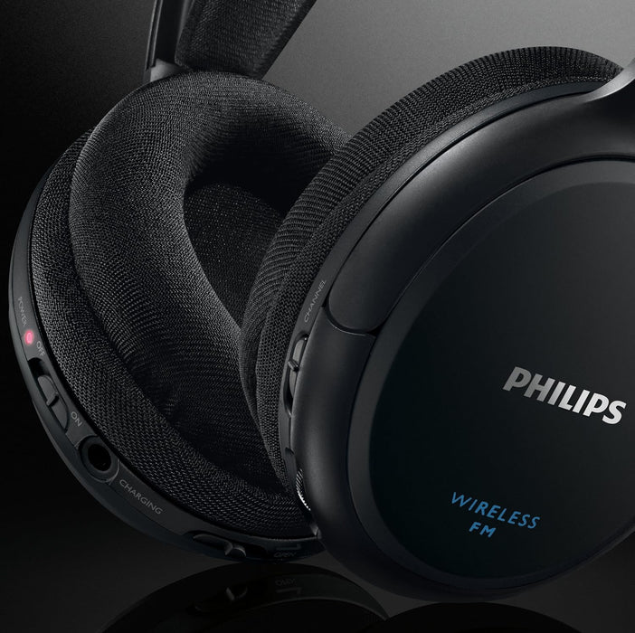Philips SHC5200/10 HiFi headphones wireless over-ear (32 mm speaker driver, wireless FM transmission, self-regulating bracket, lightweight design, rechargeable) 25 ohms, black