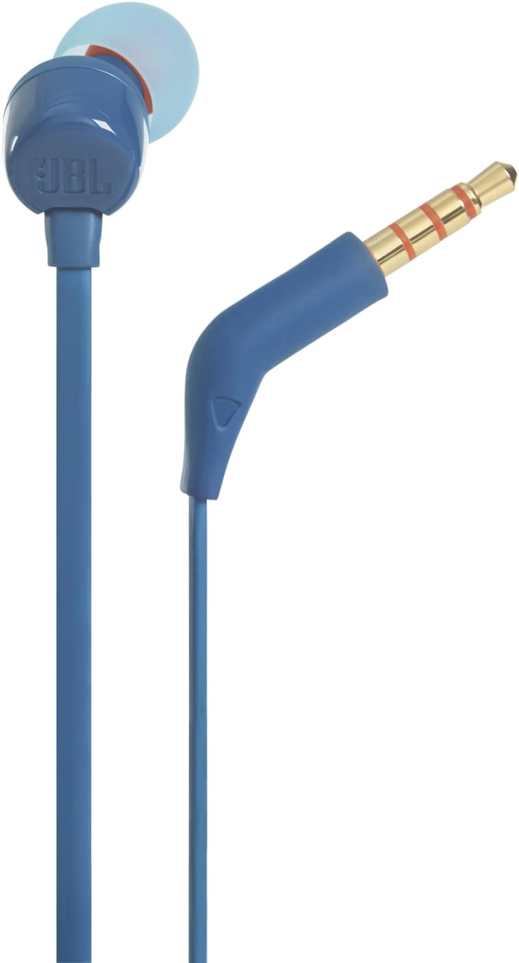 JBL T110 Wired In-Ear Headphones with JBL Pure Bass Sound, in Blue Blue Blue